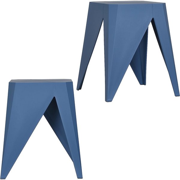 Isl Furnishings InterSpaceLiving Zuho Multi-USe Stool 2, Grey Blue BS23DC-2PK-PP09